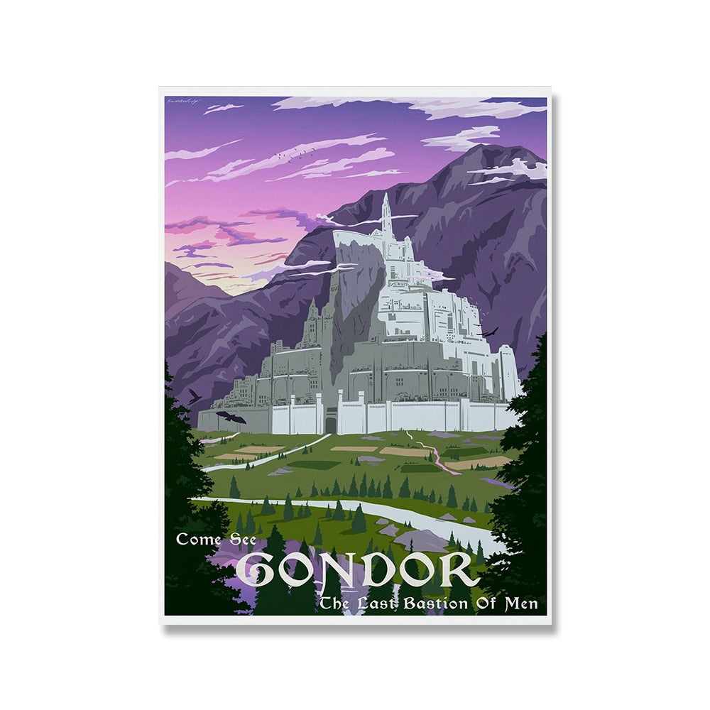 Minas Tirith gondor Illustration purple Version Tolkien 
