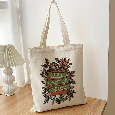 Read Banned Books Snake Motif Tote Bag