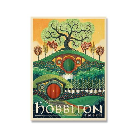 Hobbiton / The Shire Tolkien Wall Art on Canvas