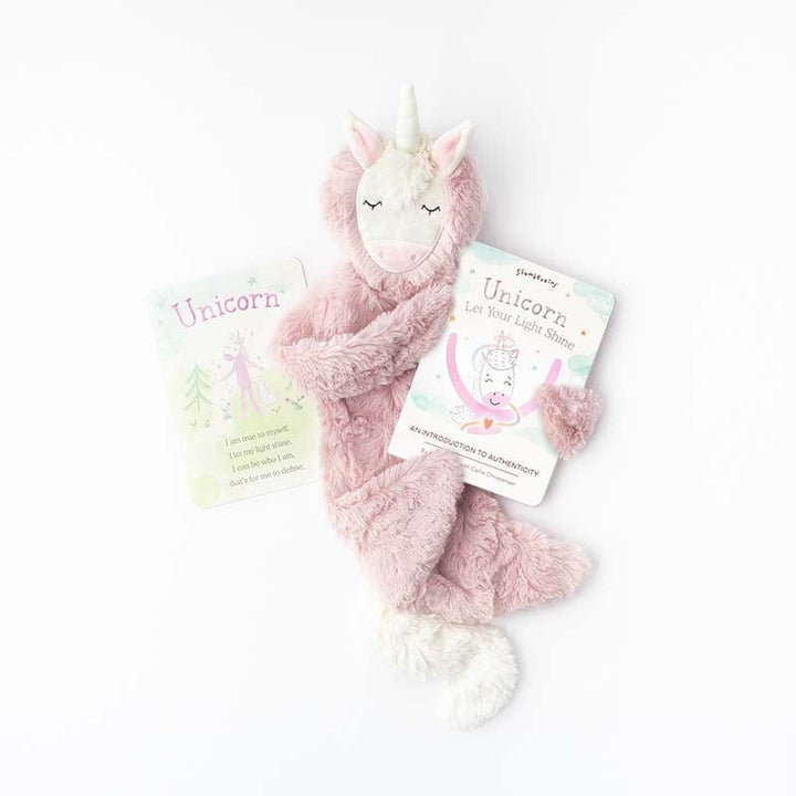 Rose Unicorn Snuggler Set with Intro Board Book & Affirmation Card (Limited Edition)